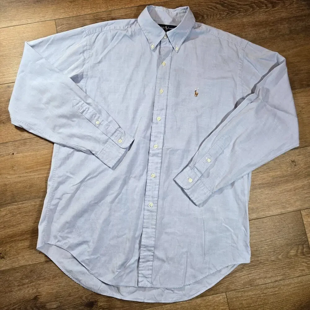 Vintage Polo Ralph Lauren Yarmouth Shirt Mens 16 35 Blue Oxford Cotton Flesh
